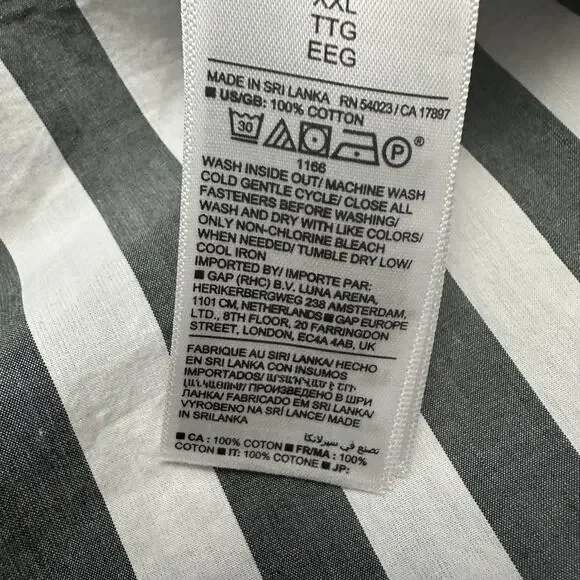 Banana Republic Shirt Womens XXL Gray White Striped Oversized Long Sleeve - Picture 9 of 13